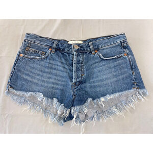 We The Free People Frayed Button Fly Cutoff Denim Short Shorts. Women's 27, GUC!